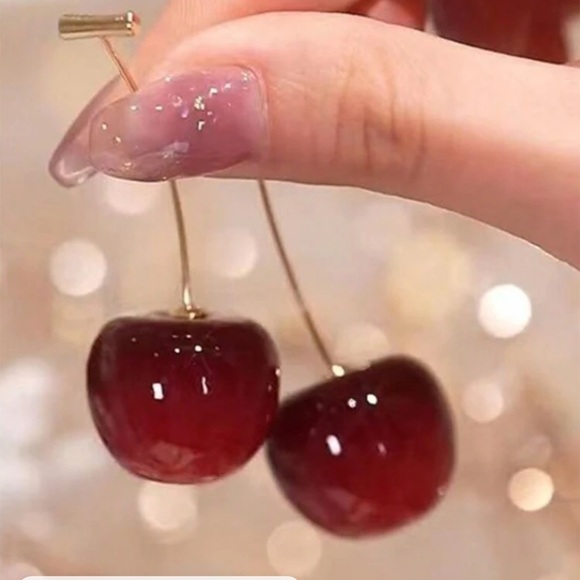 Cherry Red Long Pendant Retro, Boho, Fun Earrings - Picture 1 of 8